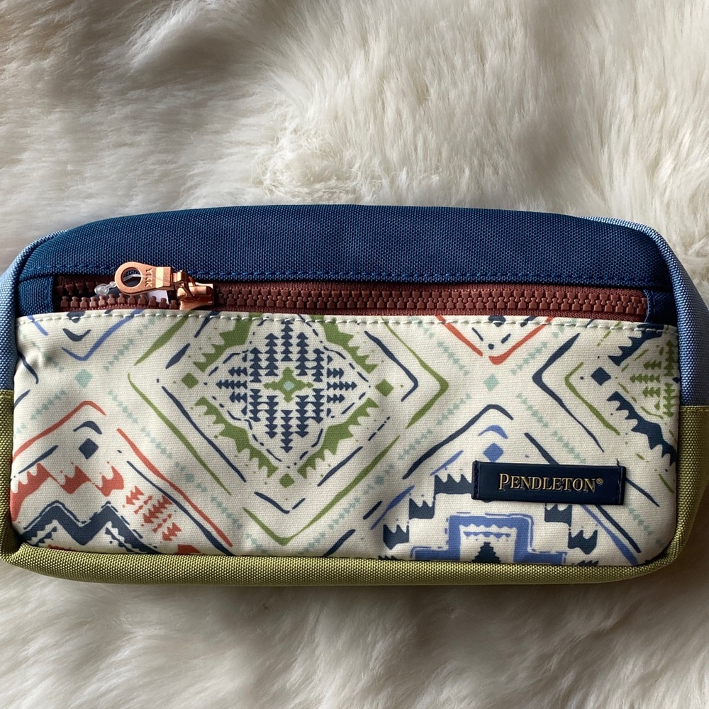 Pendleton Blue and Green Geometric Pouch